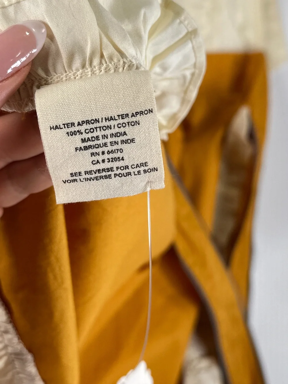 Anthropologie Halter Apron Ruffled Cotton Mustard Yellow OS